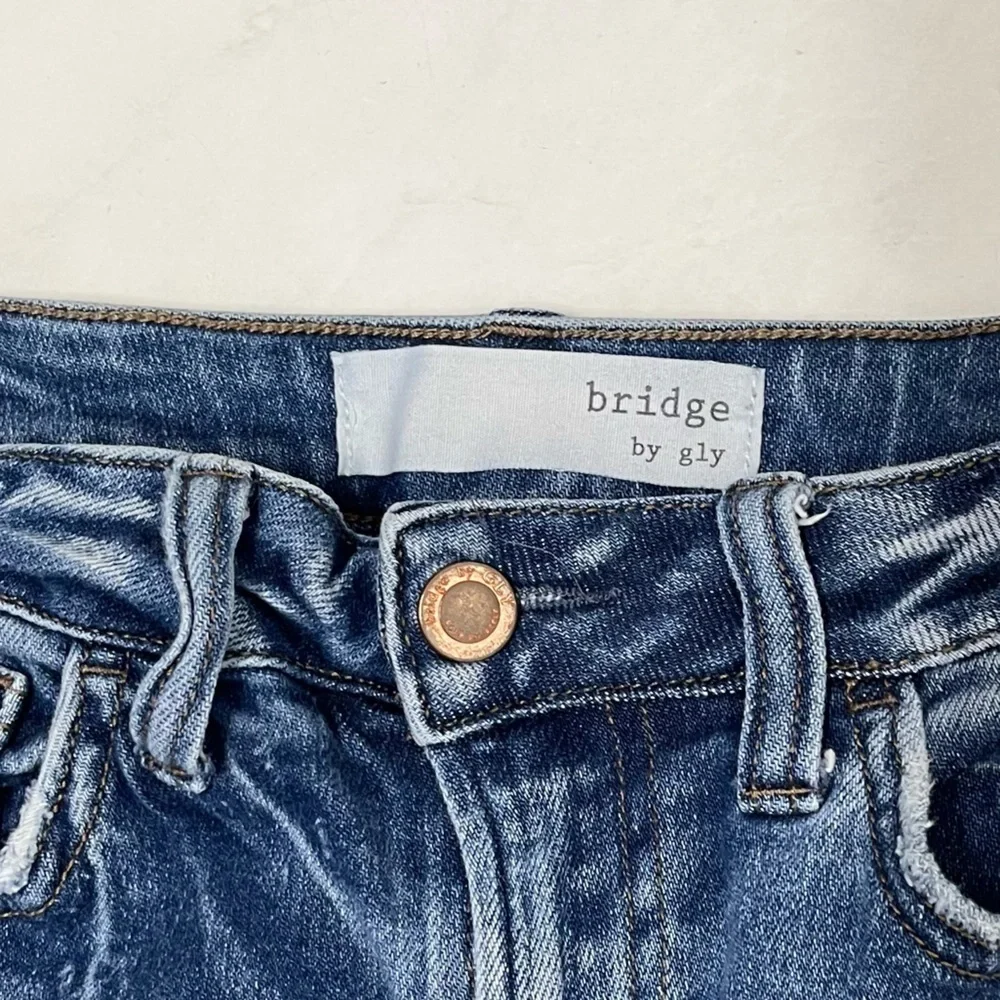 Bridge By Gly High Rise Ankle Straight Leg Distressed Jeans Size 25